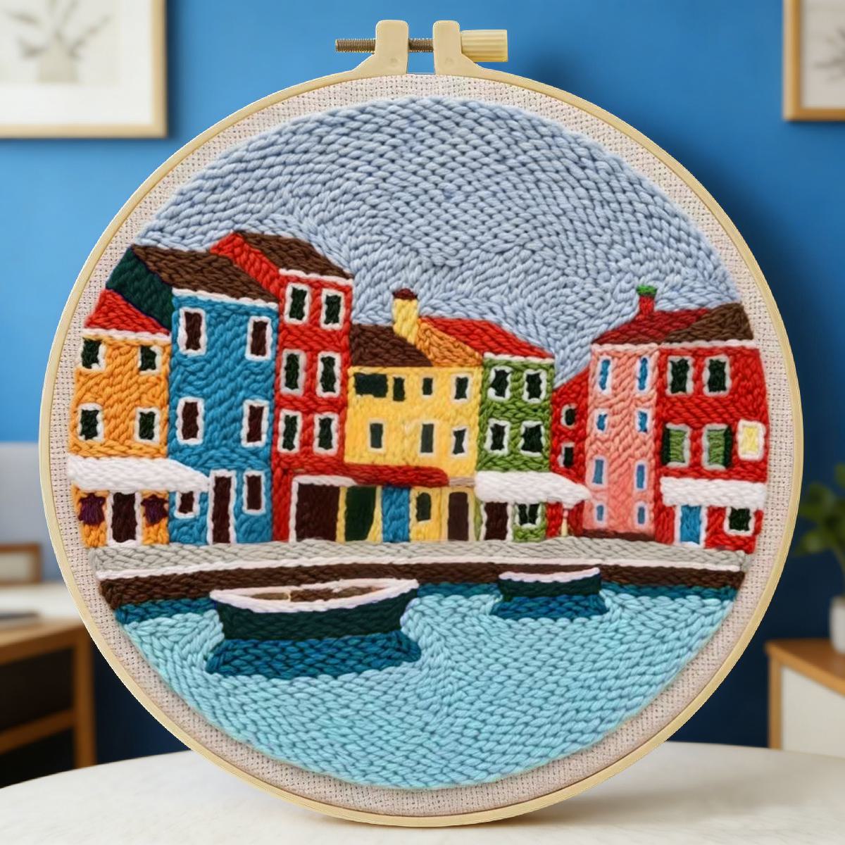 Embroidery House - 20X20CM/7.87inch House Punch Needle Embroidery Set
