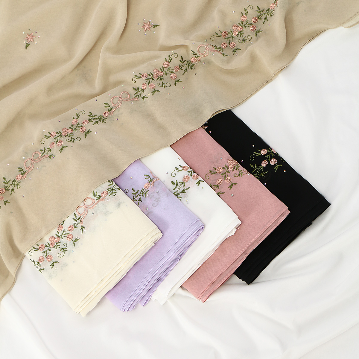 Embroidery Hijab - ﻿ Fashion Chiffon Muslim Hijab Shawl