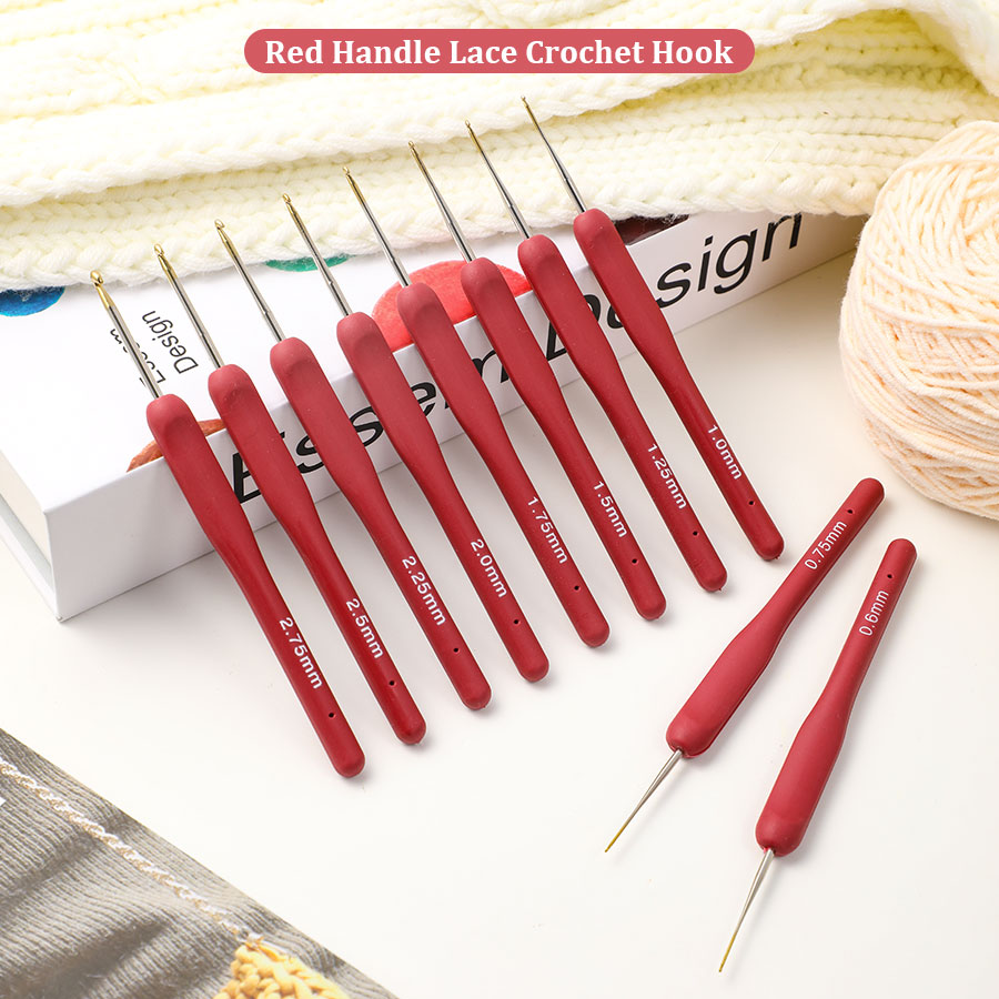 Embroidery Needle - 10pcs Red Crochet Set Kit Silicone