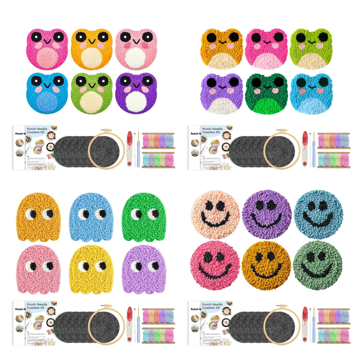 Punch Needle Handle - 6Pcs Frog Punch Needle Coaster Kit