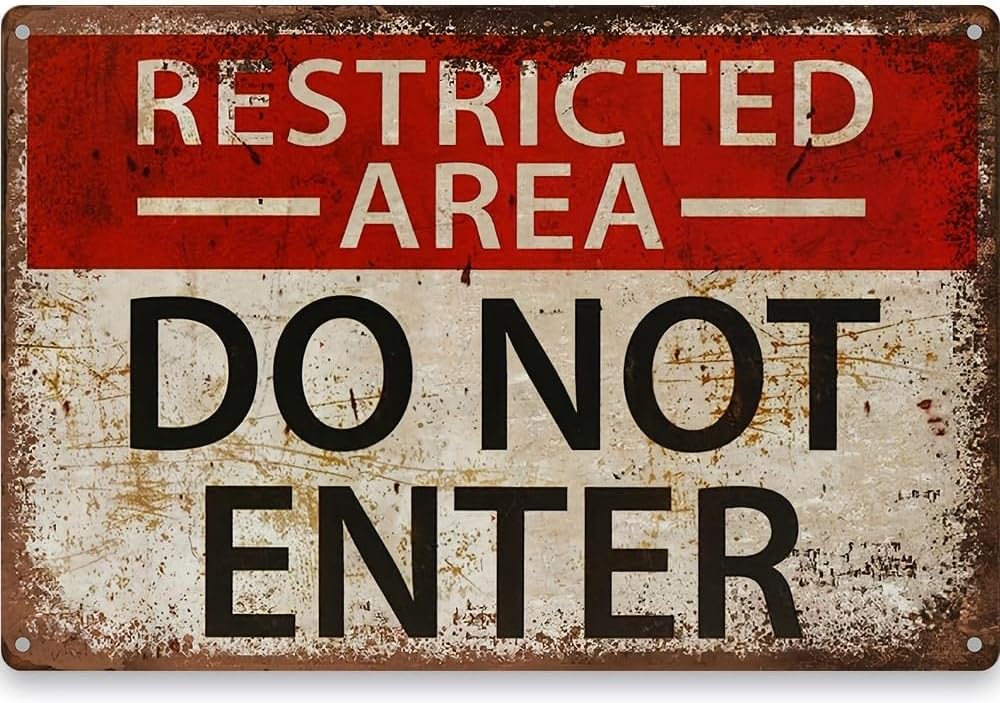 Embroidery Water - Distinctive Restricted Area Sign - Premium
