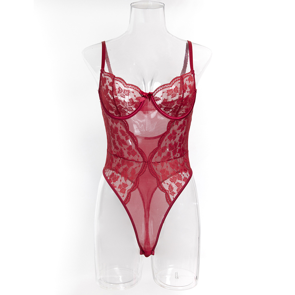 Embroidery Underwear - Women Sexy Lace Erotic Set Thin