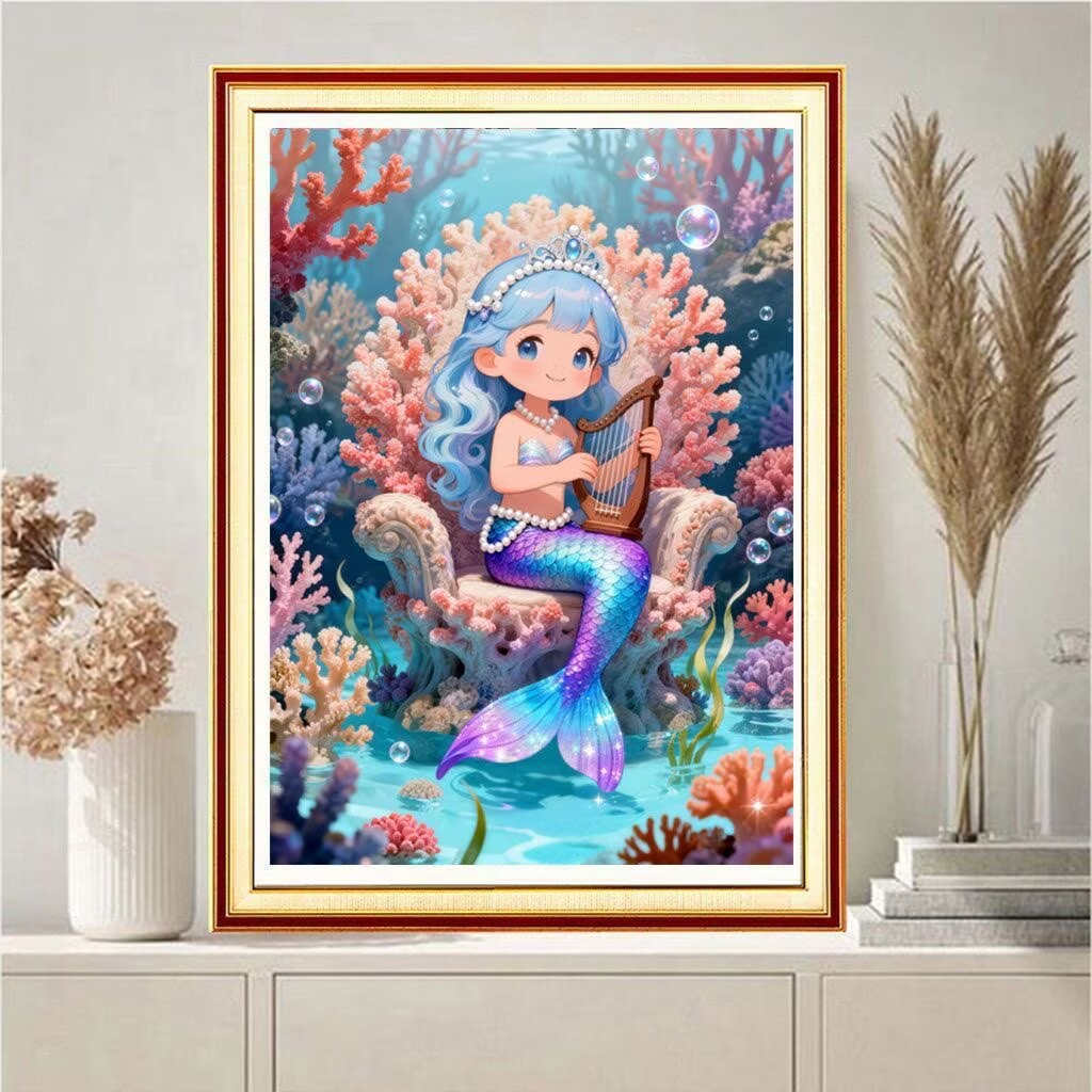 Embroidery Tas - 9CT 11CT Fish Girl Embroidery DIY