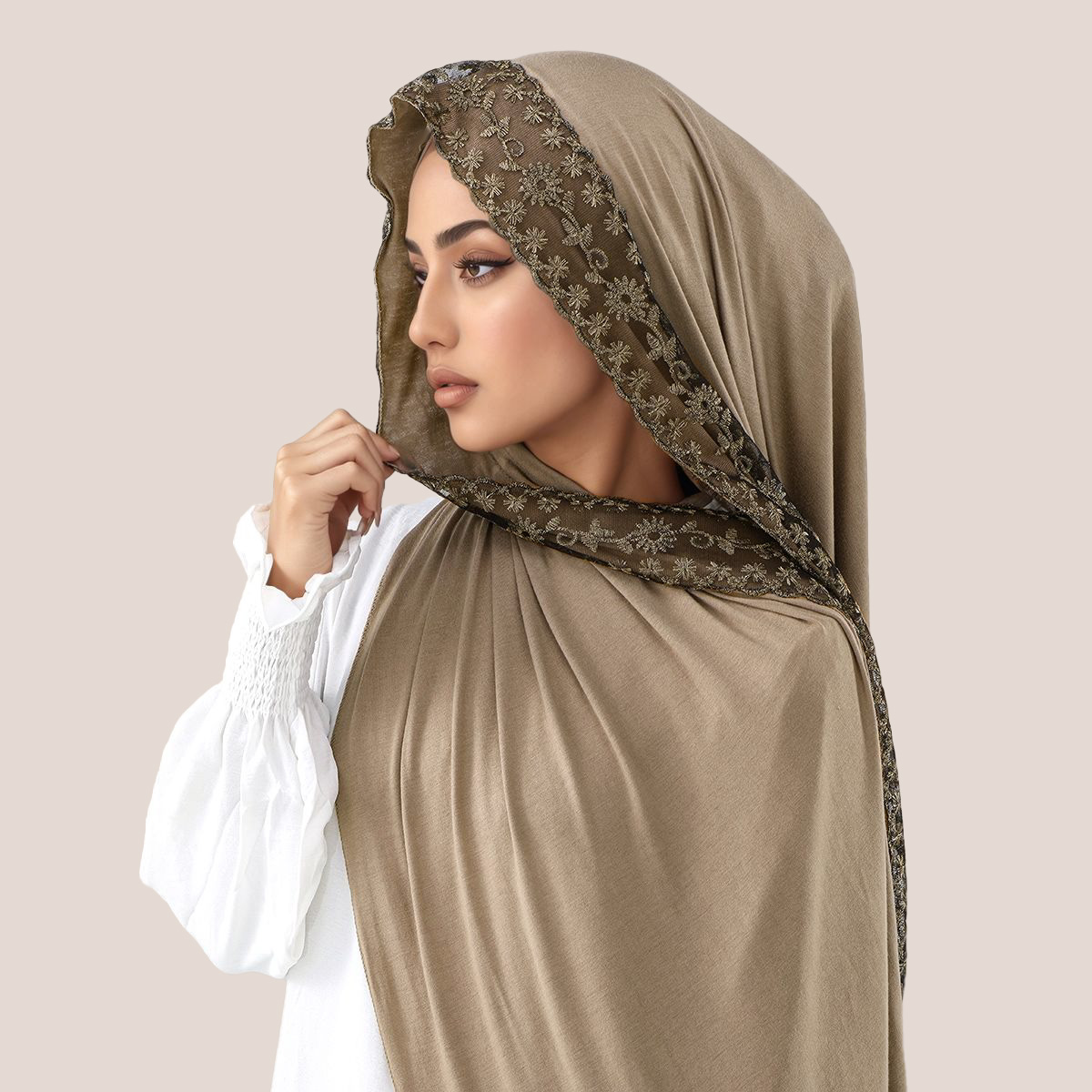 Lace Embroidery Cotton Jersey  – обзор и цена Embroidery Hijab