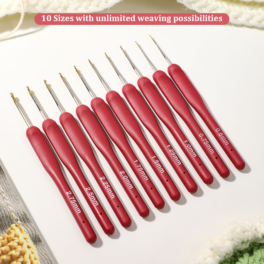 10pcs Red Crochet Set Kit Sili – обзор и цена Embroidery Needle