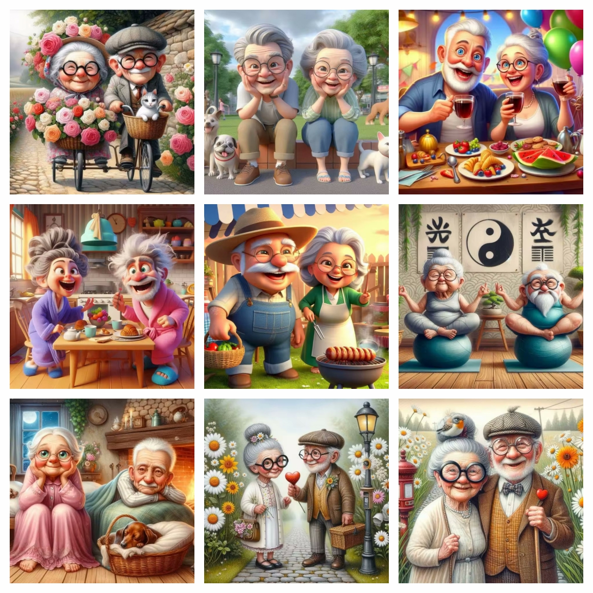 Cartoon Happy Old Couple 5D Fu – обзор и цена Embroidery Ideas