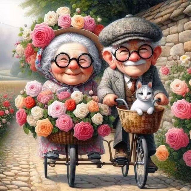 Cartoon Happy Old Couple 5D Fu – обзор и цена Embroidery Ideas