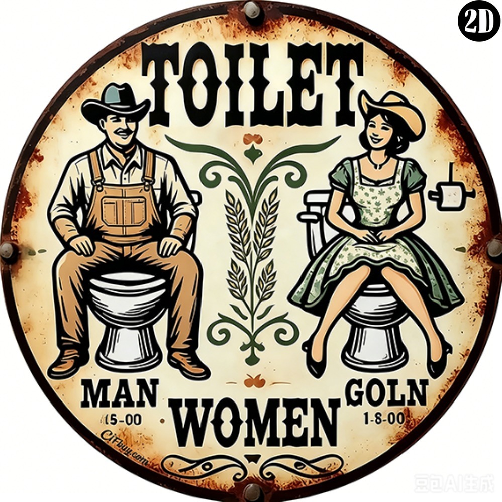 Vintage Cowboy Toilet Round Me – обзор и цена Embroidery Water