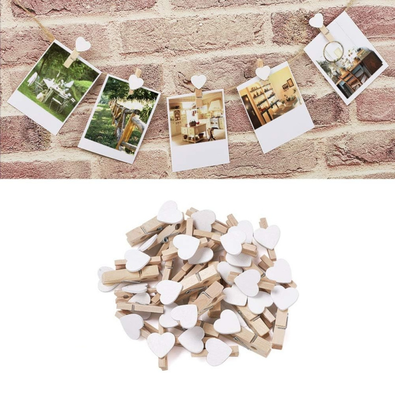 50pcs White Heart Clothespins  – обзор и цена Embroidery House