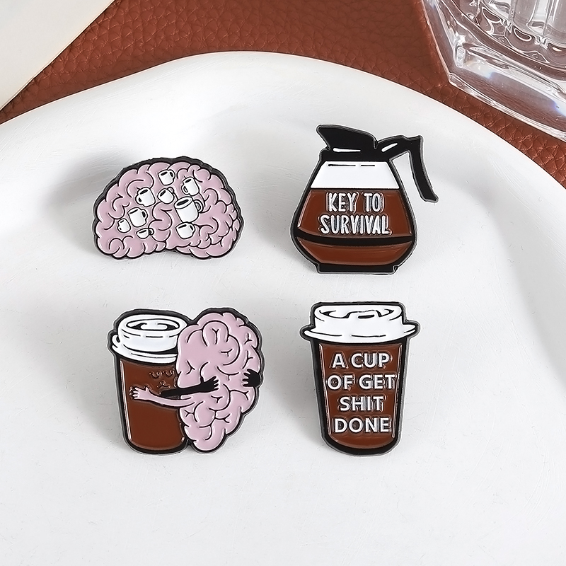 Coffee Brain Enamel Pins Gift  – обзор и цена Embroidery House