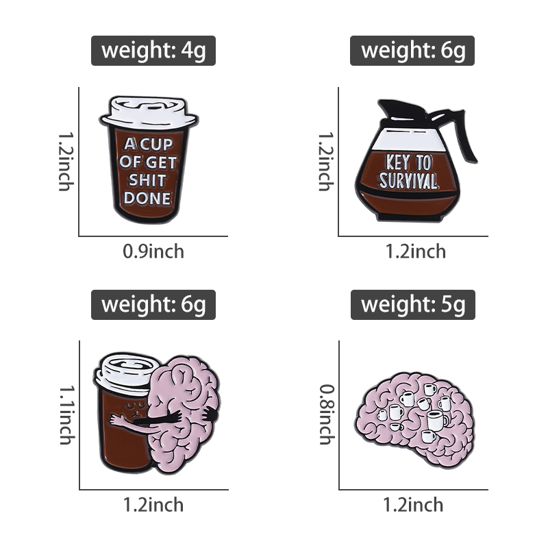 Coffee Brain Enamel Pins Gift  – обзор и цена Embroidery House