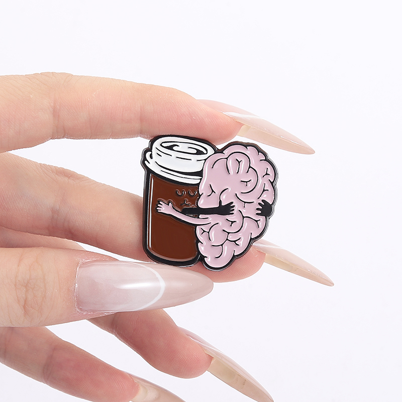 Coffee Brain Enamel Pins Gift  – обзор и цена Embroidery House