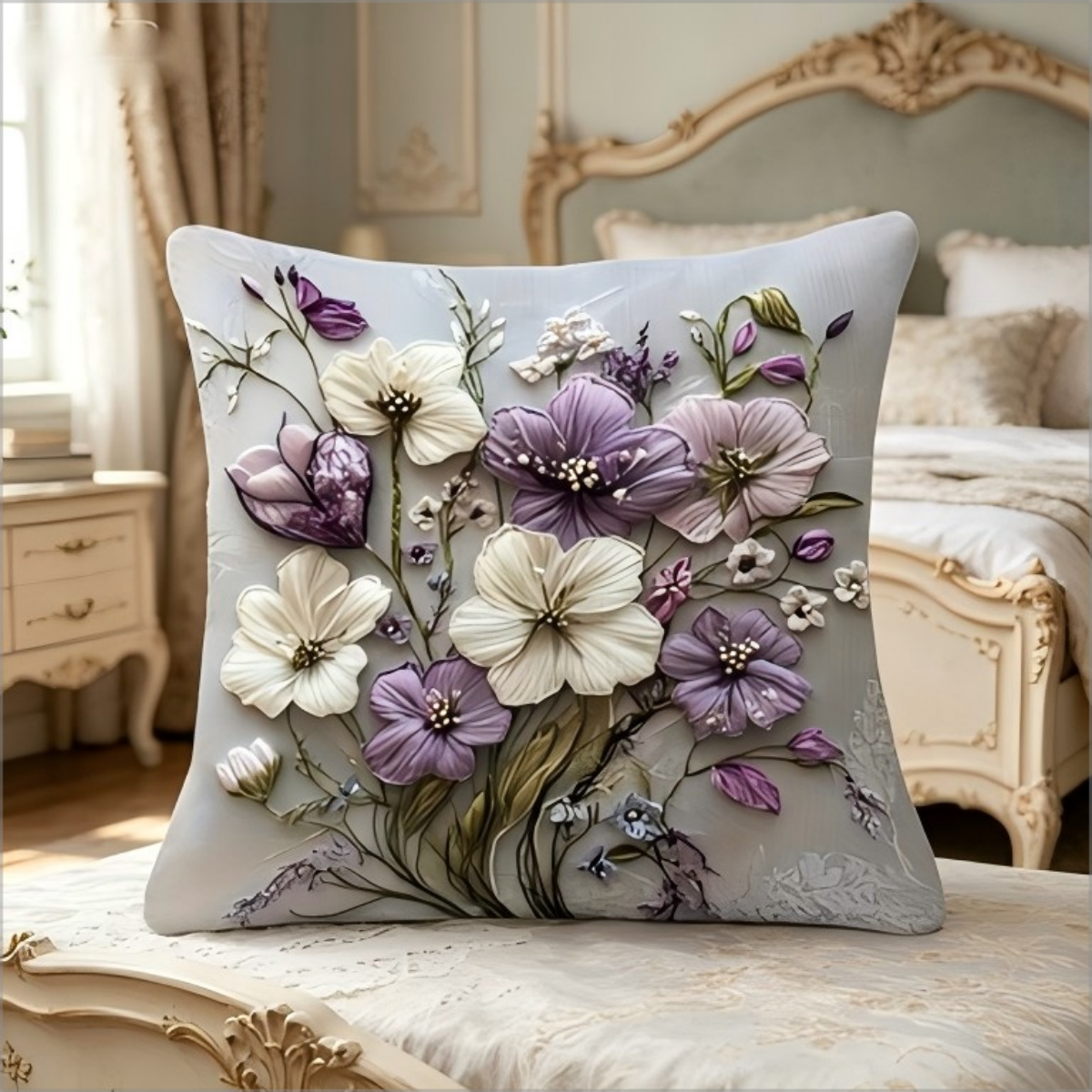 2D Effect Purple White Flower  – обзор и цена Embroidery Effect
