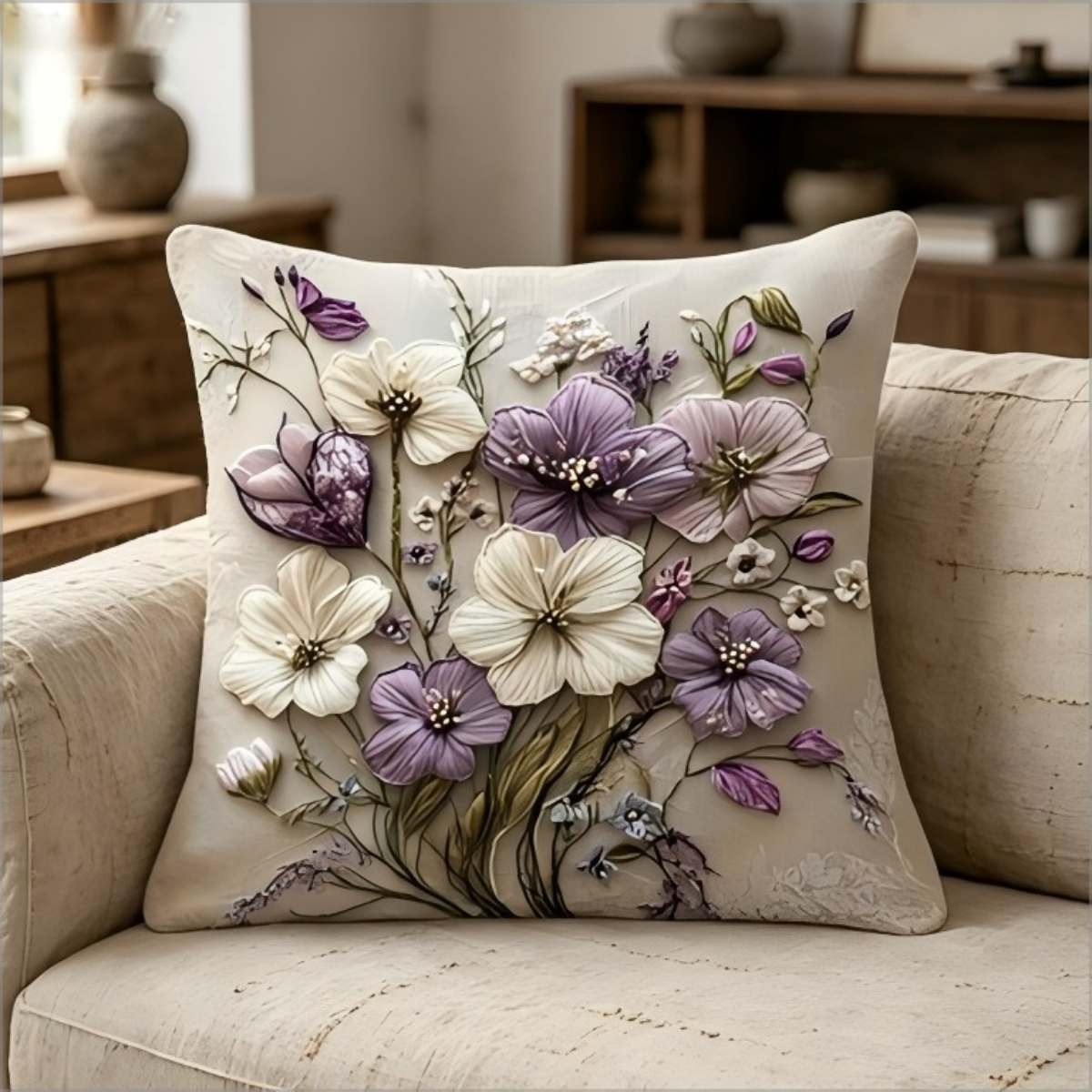 2D Effect Purple White Flower  – обзор и цена Embroidery Effect