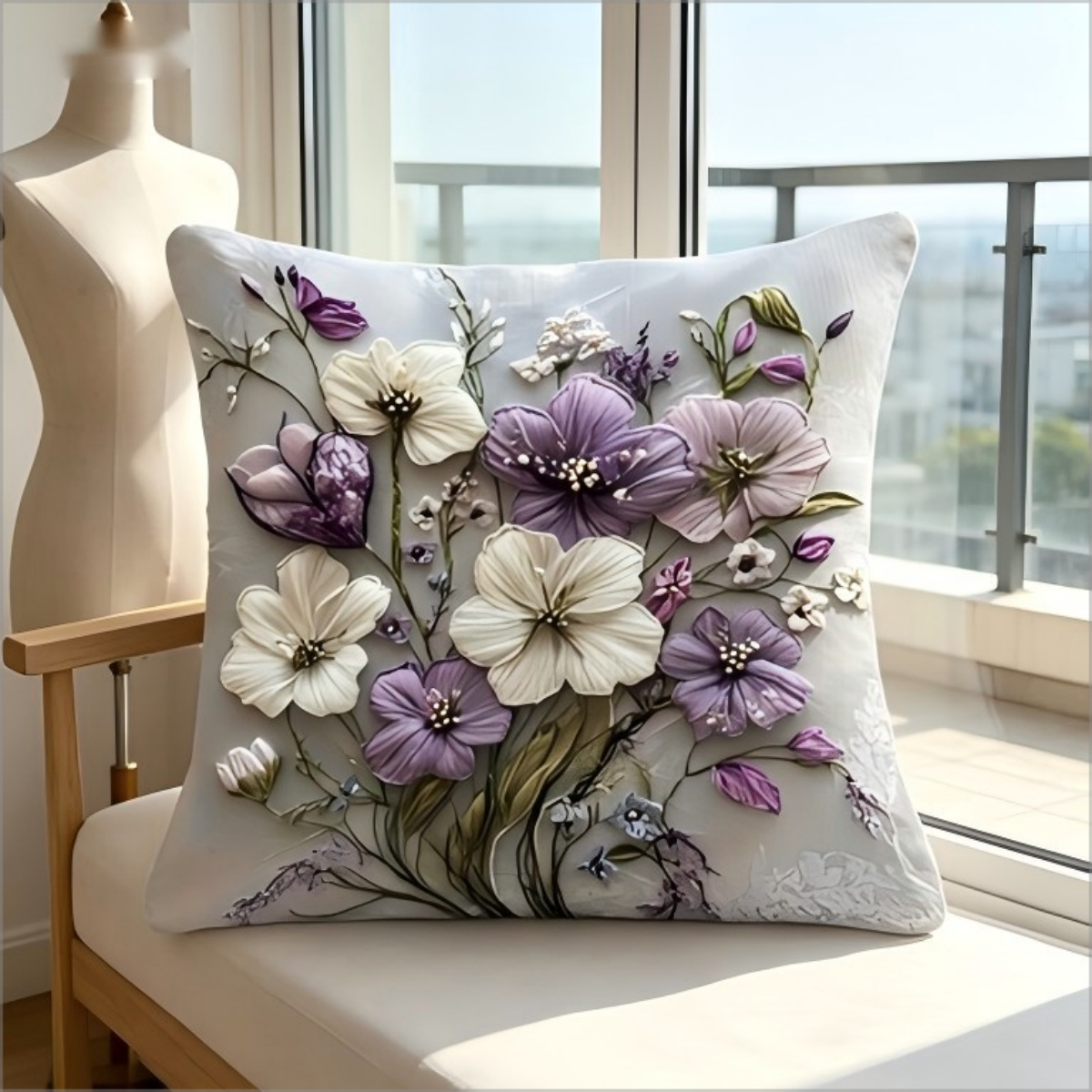 2D Effect Purple White Flower  – обзор и цена Embroidery Effect