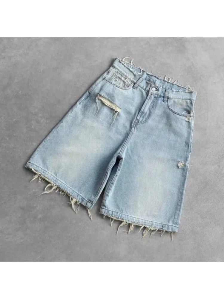 2026 Washed Ripped Short Jeans – обзор и цена Embroidery Effect