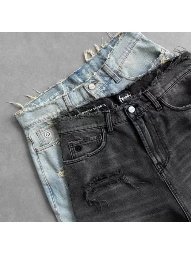 2026 Washed Ripped Short Jeans – обзор и цена Embroidery Effect