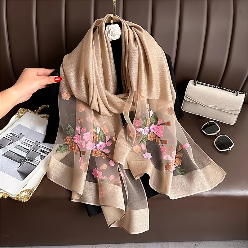 Women Silk Wool Scarf Floral E – обзор и цена Embroidery Hijab
