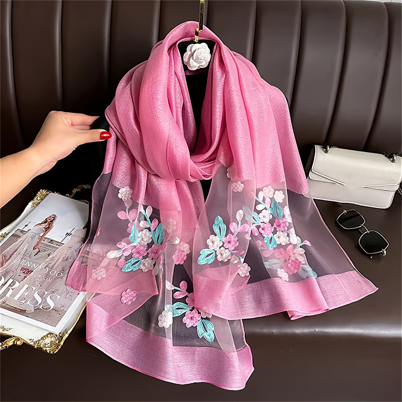 Women Silk Wool Scarf Floral E – обзор и цена Embroidery Hijab