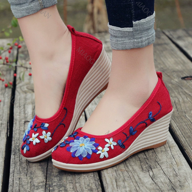 Embroidered Women Comfort Wedg – обзор и цена Embroidery Shoes