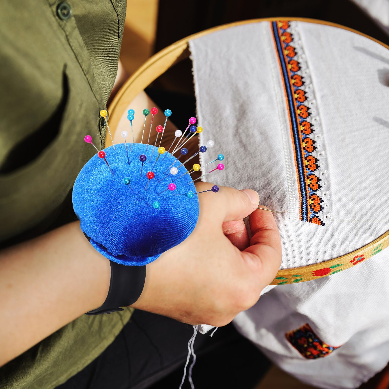 Wrist Pin Cushion Sewing Needl – обзор и цена Embroidery Bracelet
