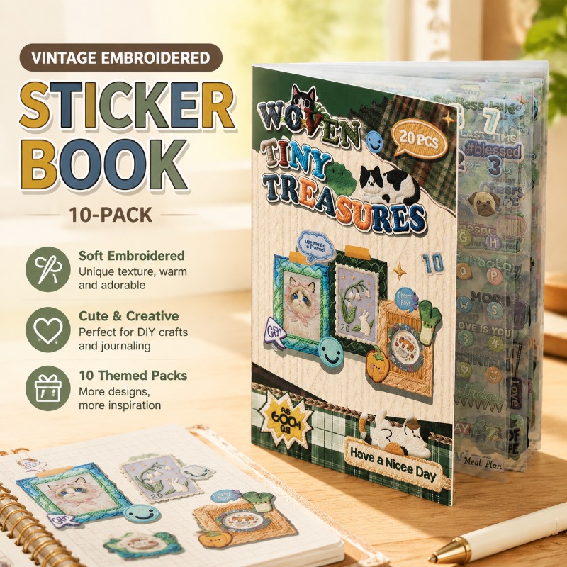 Simulated Embroidery Sticker B – обзор и цена Embroidery Journal Book