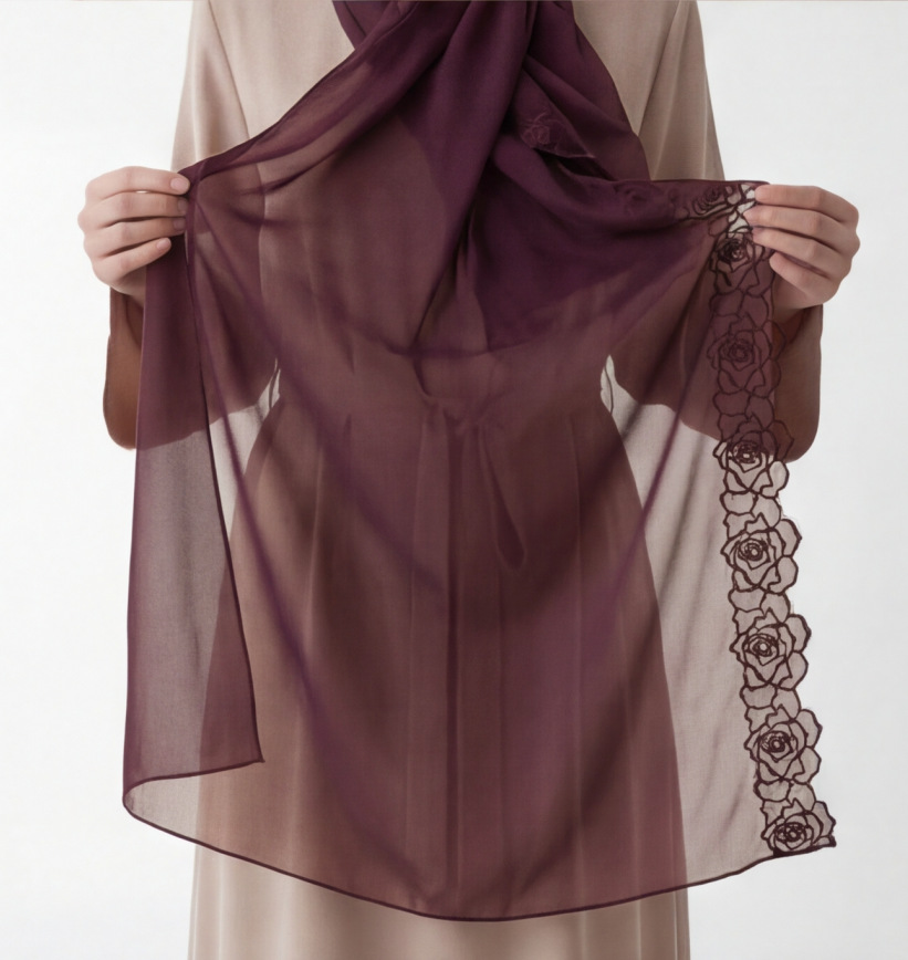 Purple Chiffon Hijab Shawls Wo – обзор и цена Embroidery Hijab