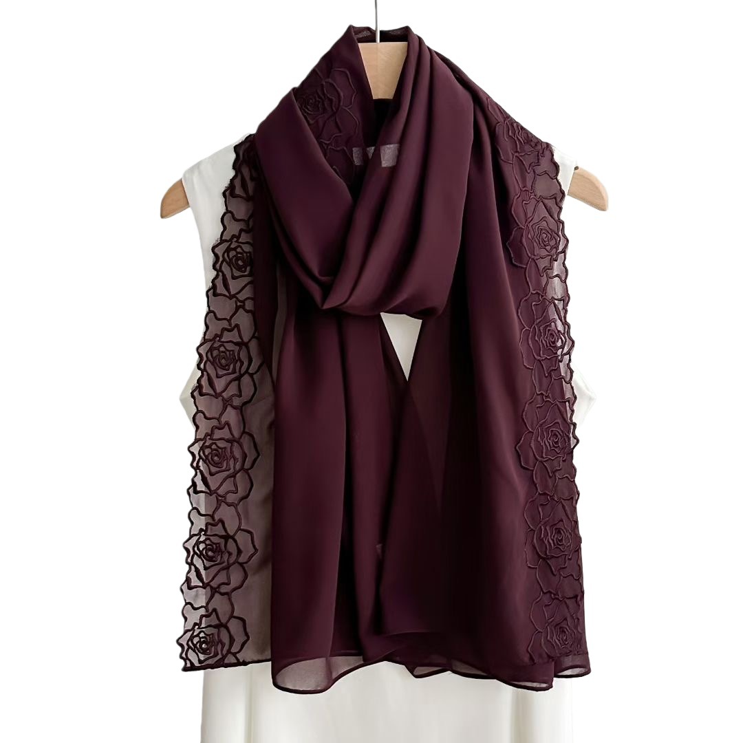 Purple Chiffon Hijab Shawls Wo – обзор и цена Embroidery Hijab
